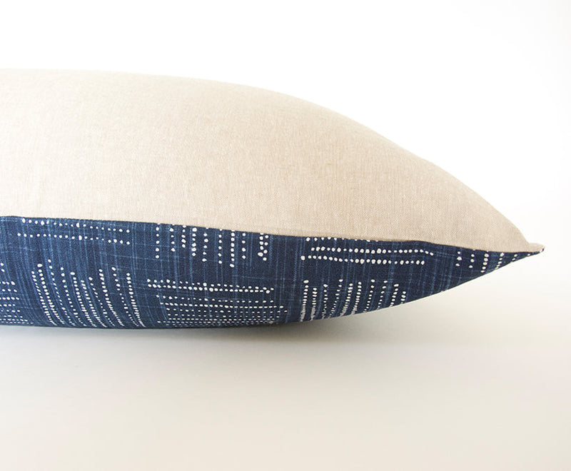Spotted Italian Denim Extra Long Lumbar Pillow Case - 14x50