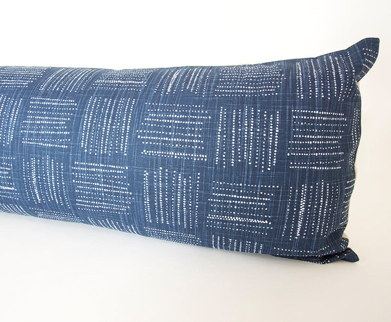 Spotted Italian Denim Extra Long Lumbar Pillow Case - 14x50
