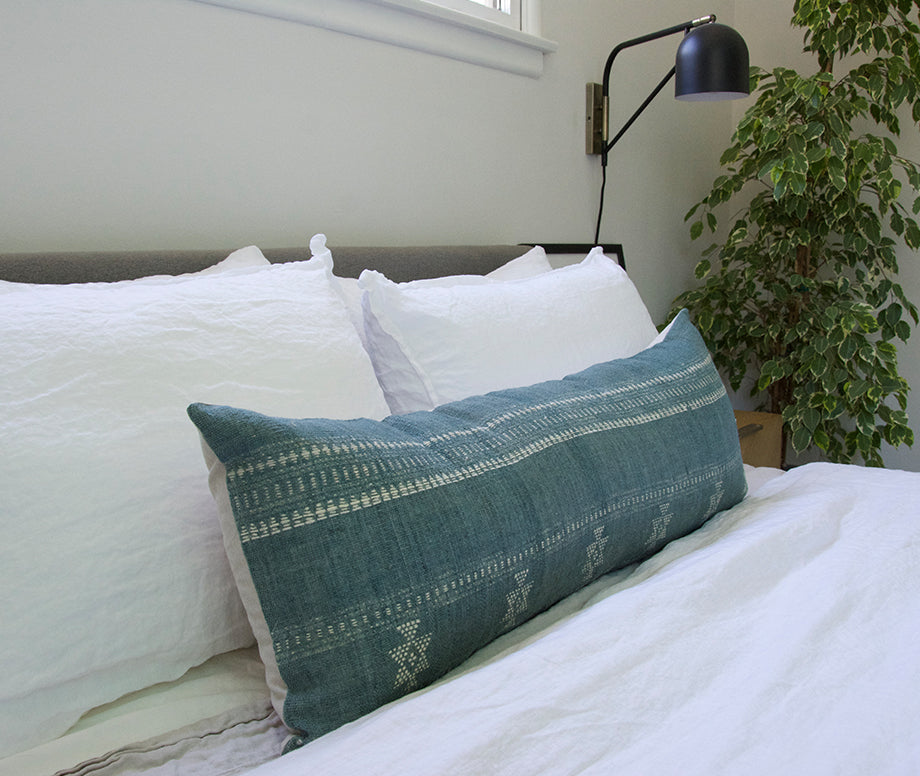 Stone Blue Bhujodi Extra Long Lumbar Pillow - 14x36
