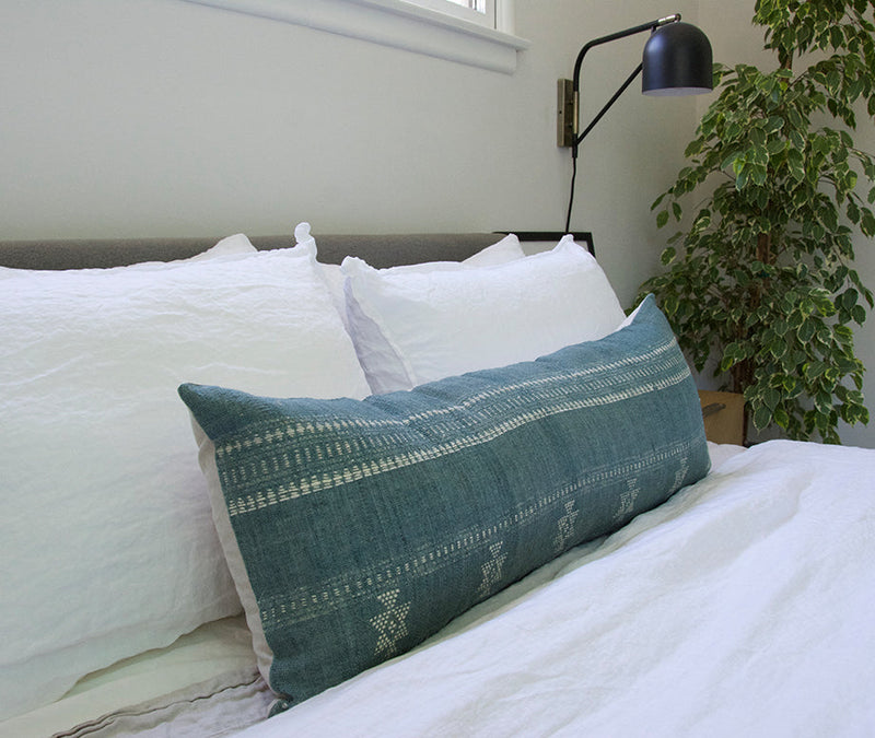 Stone Blue Bhujodi Extra Long Lumbar Pillow - 14x36