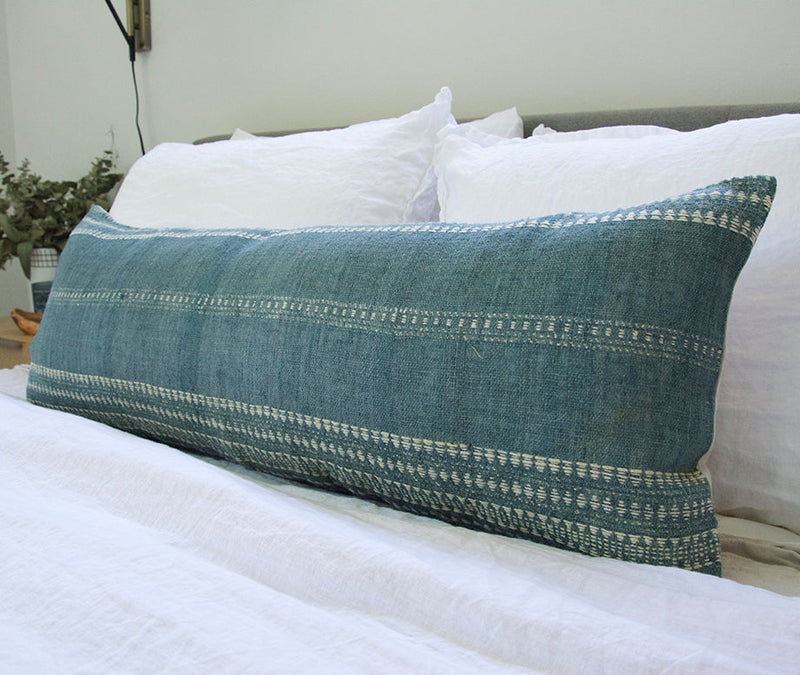 Stone Blue Bhujodi Extra Long Lumbar Pillow - 14x36 - #1