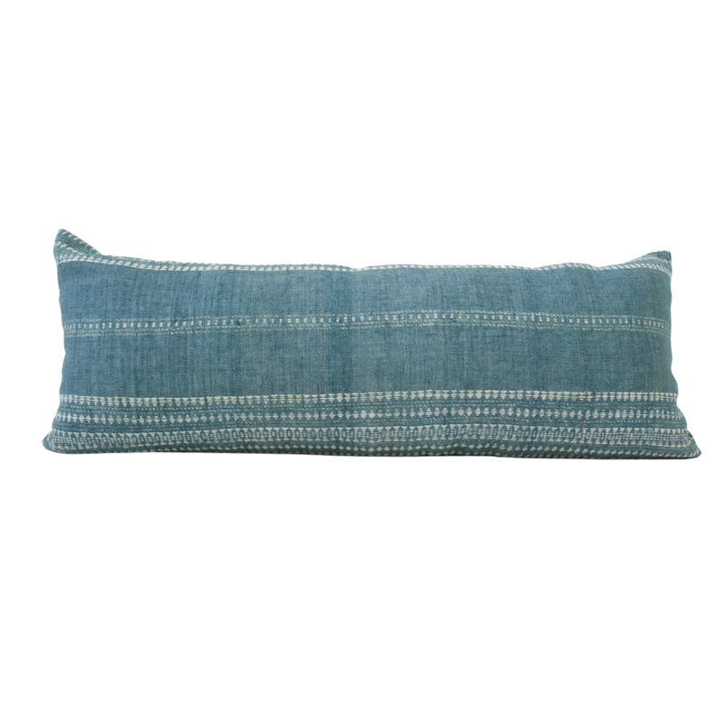 Stone Blue Bhujodi Extra Long Lumbar Pillow - 14x36 - #1