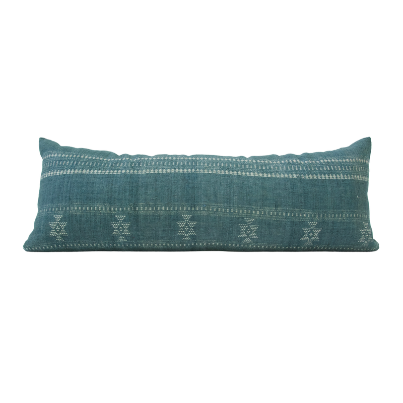 Stone Blue Bhujodi Extra Long Lumbar Pillow - 14x36