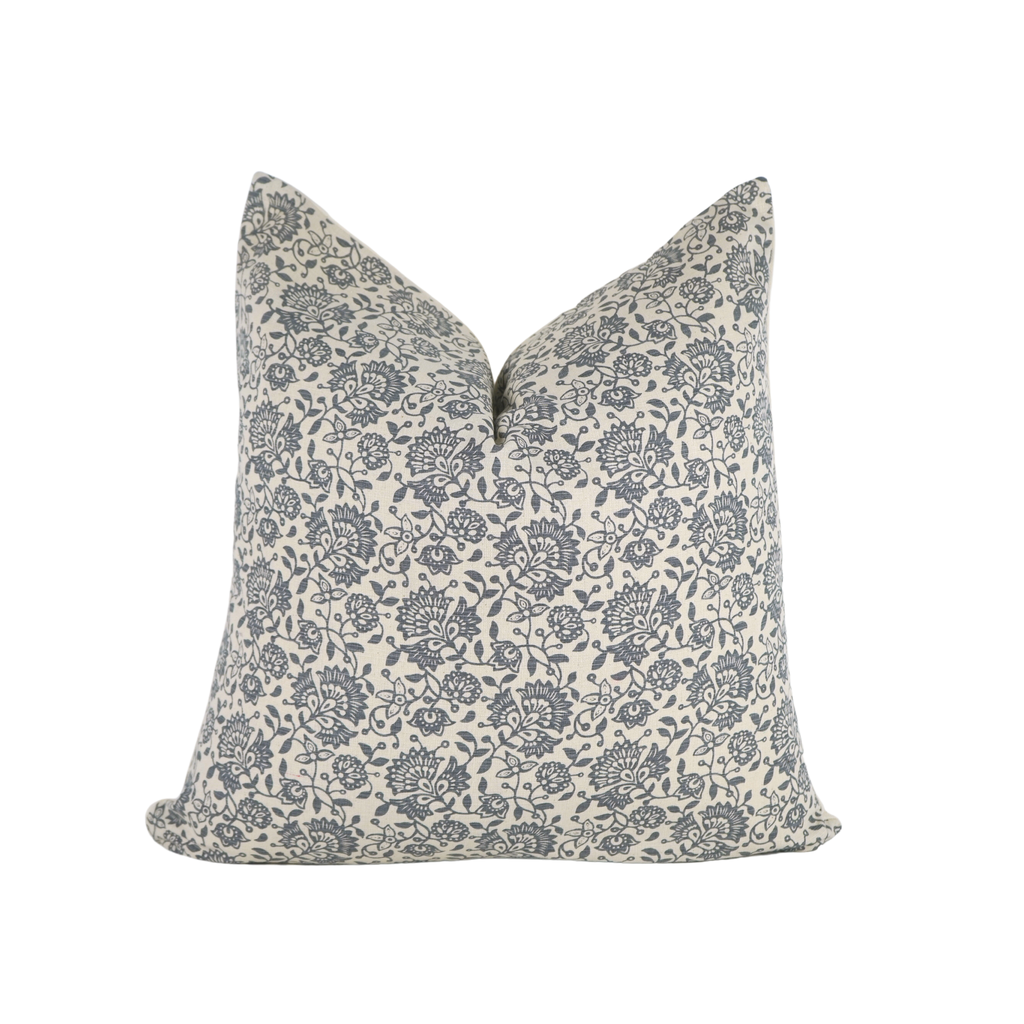 Tara Grey Floral Block Print pillow