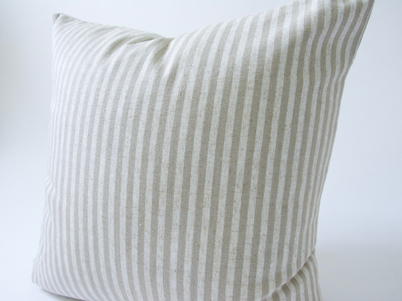 Taupe & White Large Striped Pillow Case -22x22
