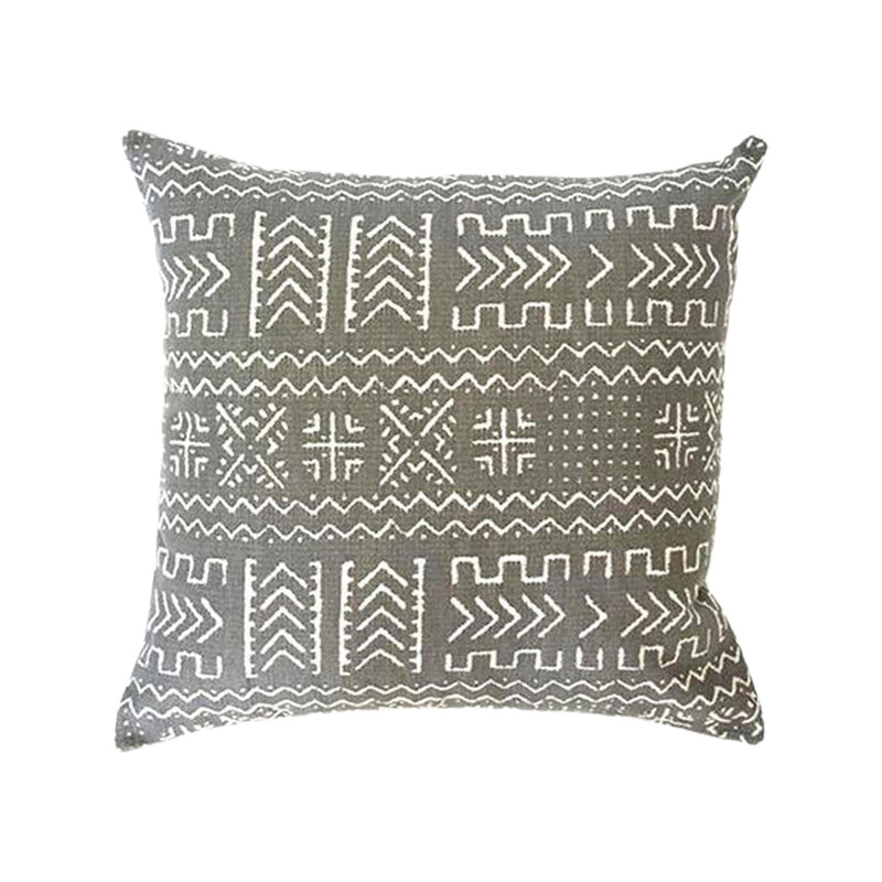 Tribal Slate Grey + Cream Accent Pillow Case - 20x20 pillow