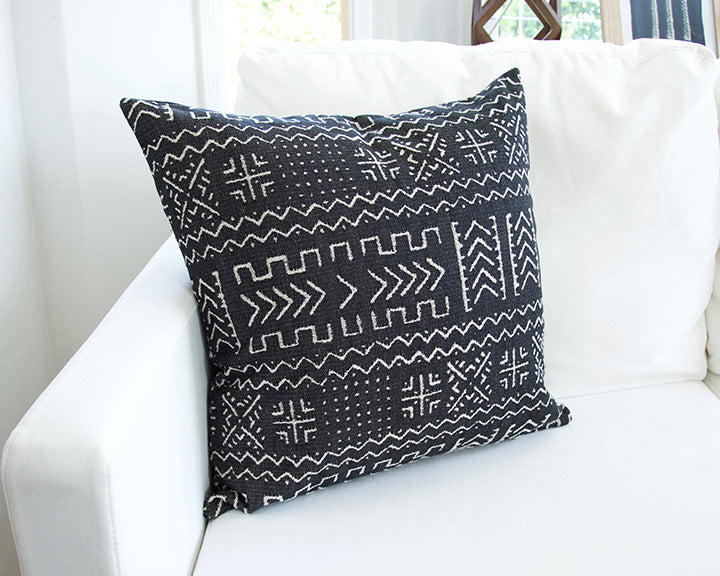Tribal Black + Cream Accent Pillow - 20x20