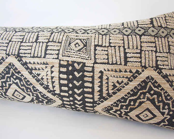 Tribal Deep Blue and Oatmeal Extra Long Lumbar Pillow - 14x50