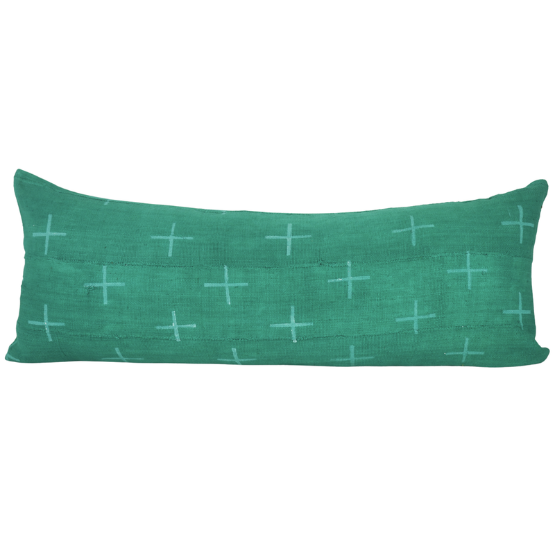 Turquoise Crosses Mud Cloth pillow