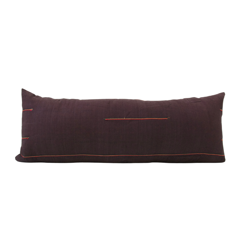 Vintage Brown Hmong Extra Long Lumbar Pillow - 14x36 - #1 pillow