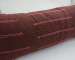 Vintage Hmong Extra Long Lumbar Pillow - Burgundy - 14x36 - #1