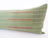 Vintage Hmong Green Extra Long Lumbar Pillow #5 - 14x36