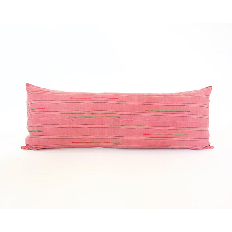 Vintage Pink Hmong Extra Long Lumbar  - 14x36 #16 pillow
