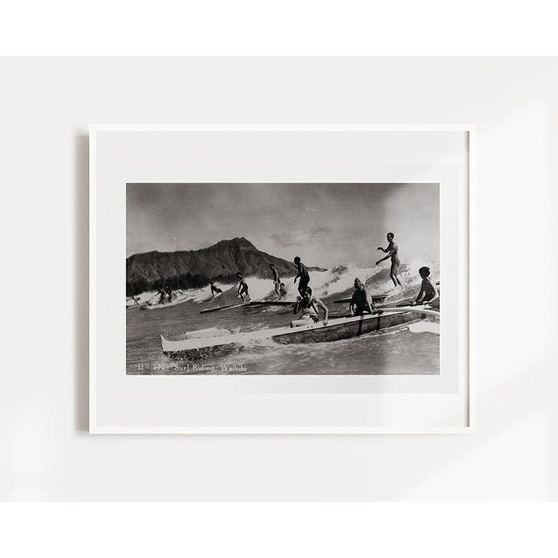 Vintage Surfing Hawaii Art Print (FINAL SALE) pillow