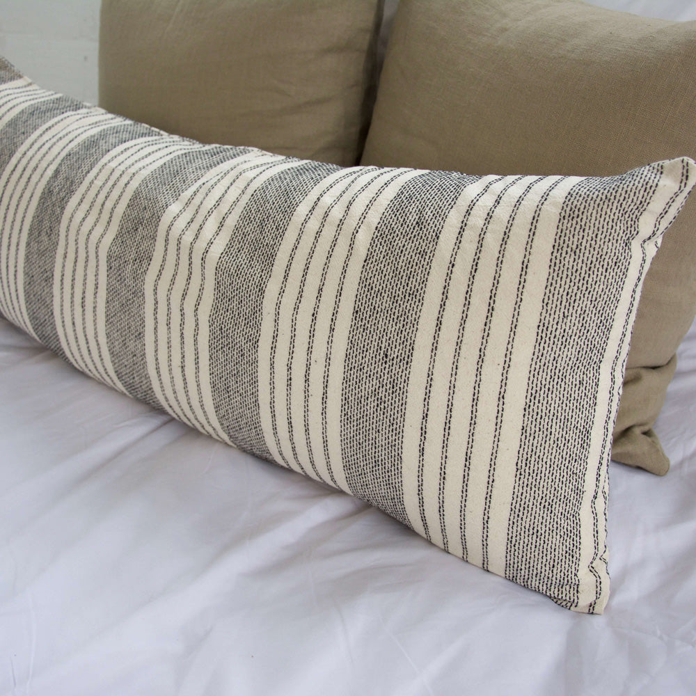 Off White Stripe Extra Long Lumbar Pillow (Vertical) - 14x36