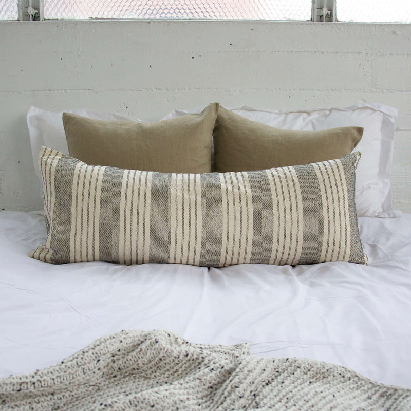 Off White Stripe Extra Long Lumbar Pillow Case Vertical 14x36