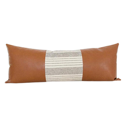 Mix & Match: White Stripe / Faux Leather Extra Long Lumbar Pillow #3 - 14x36 pillow