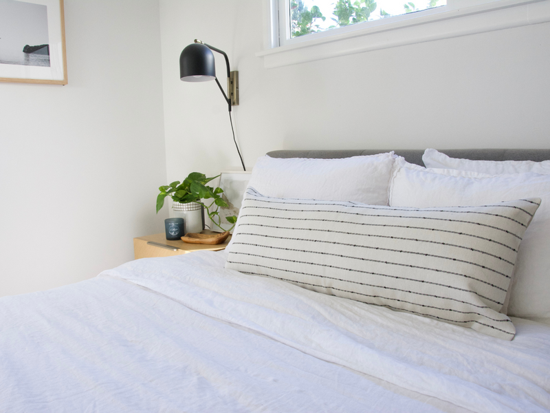 White & Black Peppered Extra Long Lumbar Pillow Case - 14x36