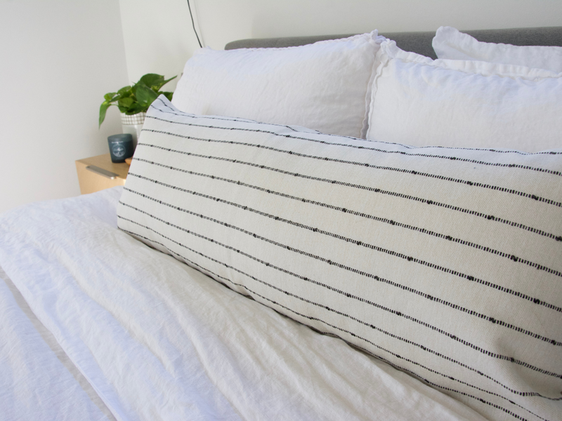 White & Black Peppered Extra Long Lumbar Pillow Case - 14x36