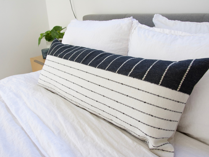 Mixed: White & Black Peppered & Evie Extra Long Lumbar Pillow Case - 14x36 (Style #2)