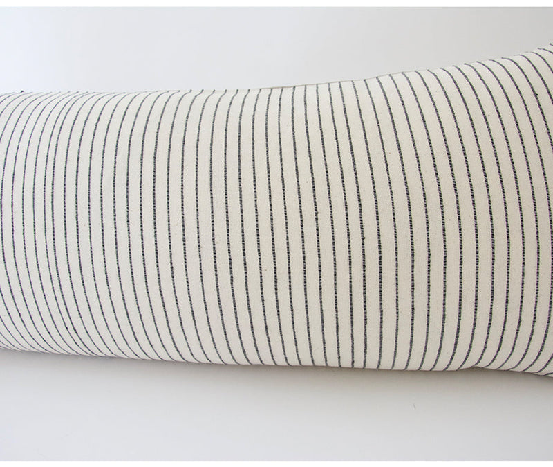 White & Black Striped Extra Long Lumbar Pillow Case - 14x50