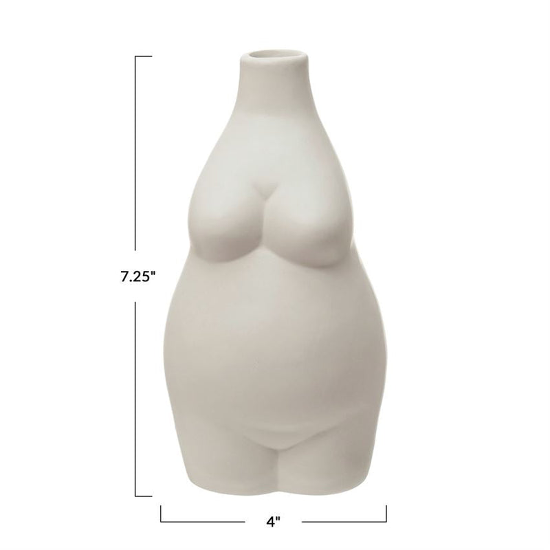 Stoneware Woman Body Vase, White