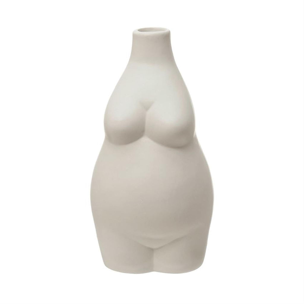 Stoneware Woman Body Vase, White pillow