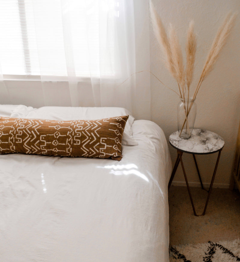 Cognac Mud Cloth Pattern Extra Long Lumbar Pillow Case - 14x50