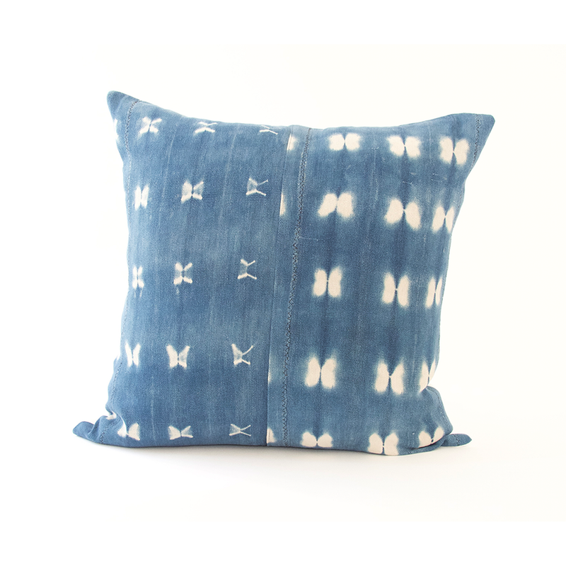 Indigo African Mud Cloth Pillow Case - 20x20 #13 pillow